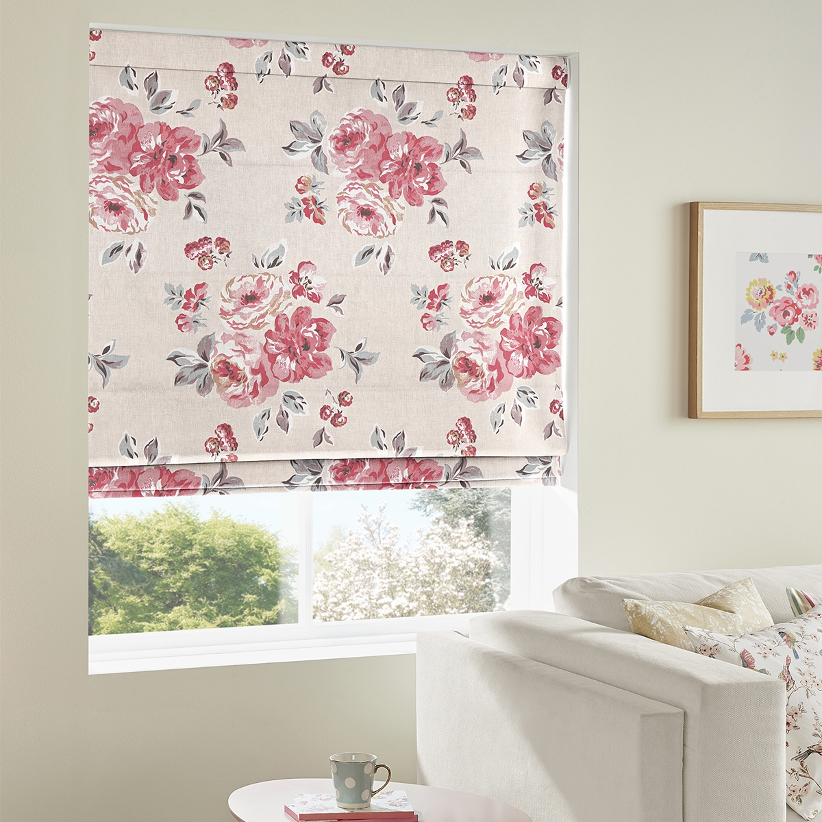 Product photograph of Cath Kidston Brampton Bunch Raspberry Roman Blind from Choice Furniture Superstore.